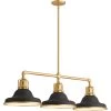 Hauksbee 3-Light Black with Brass Trim Linear Chandelier by KOHLER