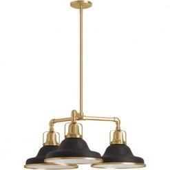 Hauksbee 3-Light Black with Brass Trim Chandelier by KOHLER