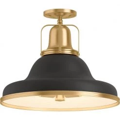 Hauksbee 18 in. 3-Light Black with Brass Trim Semi-Flush Mount by KOHLER 5 Hauksbee 18 in. 3-Light Black with Brass Trim Semi-Flush Mount by KOHLER -KOHLER Sale Store black with brass trim kohler flush mount lights k 32294 sf03 bml c3 1000