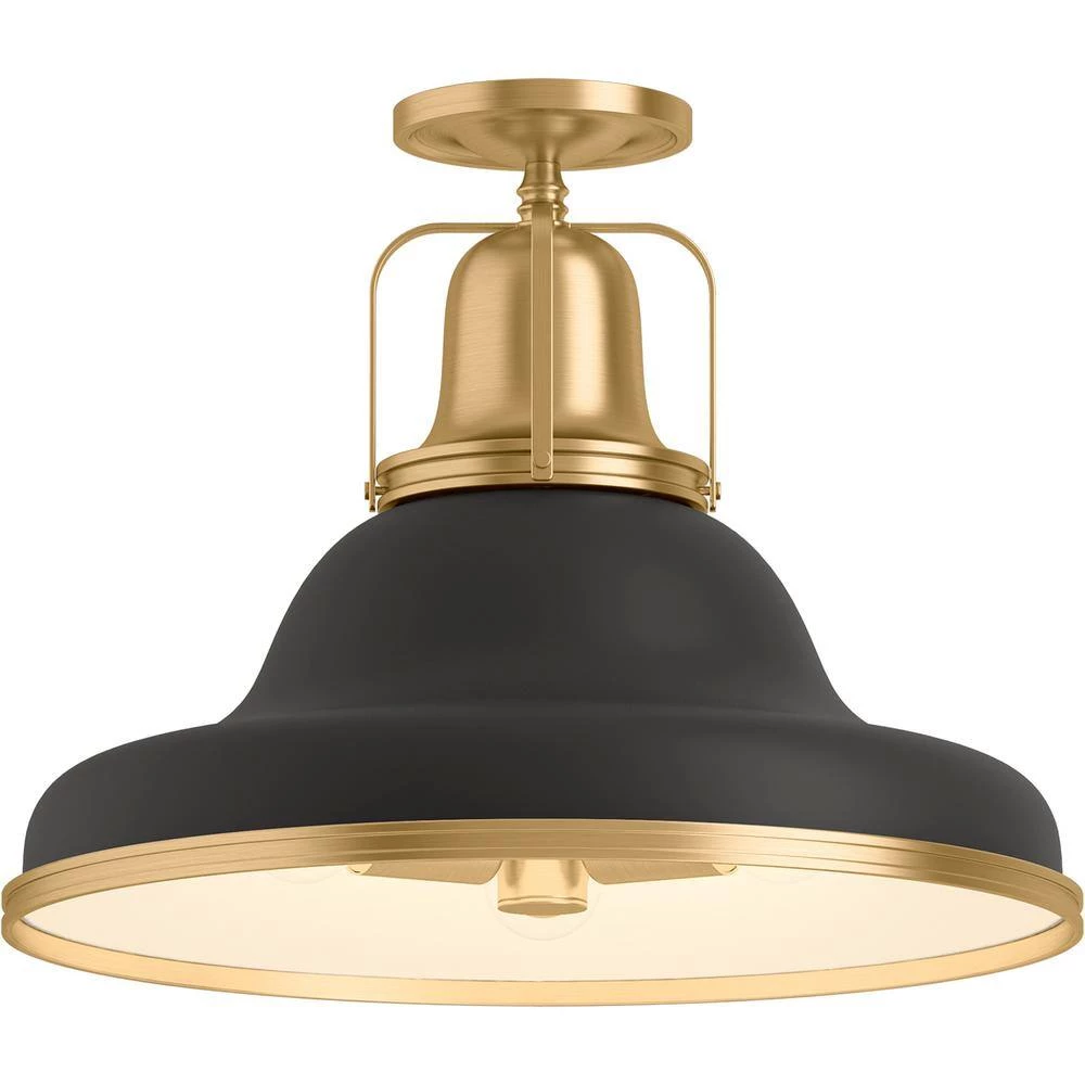 Hauksbee 18 in. 3-Light Black with Brass Trim Semi-Flush Mount by KOHLER 2 Hauksbee 18 in. 3-Light Black with Brass Trim Semi-Flush Mount by KOHLER - Image 2