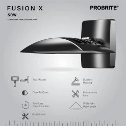 50-Watt Integrated LED Bronze Outdoor Residential Wall Pack Light, 5000 Lumens by PROBRITE -KOHLER Sale Store bronze probrite flood lights fsnx50 pc 4k bz 40 1000