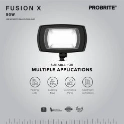 350-Watt Equivalent Integrated LED, 5000 Lumens, Bronze Outdoor Residential Wall Pack Light (4-Pack) by PROBRITE -KOHLER Sale Store bronze probrite flood lights fsnx50 pc 4k bz 4pk 1d 1000