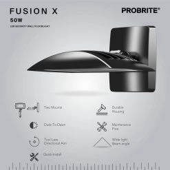 350-Watt Equivalent Integrated LED, 5000 Lumens, Bronze Outdoor Residential Wall Pack Light (4-Pack) by PROBRITE -KOHLER Sale Store bronze probrite flood lights fsnx50 pc 4k bz 4pk 40 1000