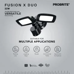 30-Watt Bronze Outdoor Integrated LED Flood Light, 3000 Lumens, Twin Head Motion-Activated Flood Light (2-Pack) by PROBRITE -KOHLER Sale Store bronze probrite flood lights fsxd30 ms 4k bz 2pk 1d 1000