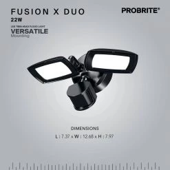 30-Watt Bronze Outdoor Integrated LED Flood Light, 3000 Lumens, Twin Head Motion-Activated Flood Light (2-Pack) by PROBRITE -KOHLER Sale Store bronze probrite flood lights fsxd30 ms 4k bz 2pk 66 1000