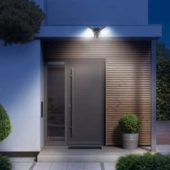 30-Watt Bronze Outdoor Integrated LED Twin Head Motion-Activated Flood Light, 3000 Lumens by PROBRITE -KOHLER Sale Store bronze probrite flood lights fsxd30 ms 4k bz 44 1000