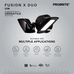 30-Watt Bronze Outdoor Integrated LED Twin Head Flood Light, 3000 Lumens by PROBRITE -KOHLER Sale Store bronze probrite flood lights fsxd30 pc 4k bz 1d 1000