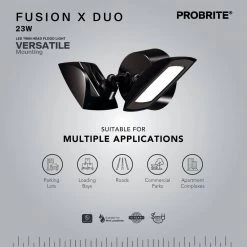 30-Watt Bronze Outdoor Integrated LED Flood Light, 3000 Lumens, Twin Head Flood Light (2-Pack) by PROBRITE -KOHLER Sale Store bronze probrite flood lights fsxd30 pc 4k bz 2pk 1d 1000