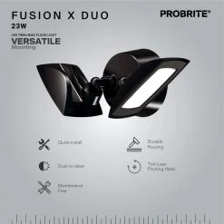 30-Watt Bronze Outdoor Integrated LED Twin Head Flood Light, 3000 Lumens by PROBRITE -KOHLER Sale Store bronze probrite flood lights fsxd30 pc 4k bz 40 1000