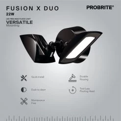 200-Watt Equivalent Bronze Outdoor Integrated LED Twin Head Flood Light, 4000K (4-Pack) by PROBRITE -KOHLER Sale Store bronze probrite flood lights fsxd30 pc 4k bz 4pk 40 1000