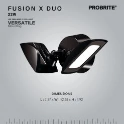 200-Watt Equivalent Bronze Outdoor Integrated LED Twin Head Flood Light, 4000K (4-Pack) by PROBRITE -KOHLER Sale Store bronze probrite flood lights fsxd30 pc 4k bz 4pk 66 1000
