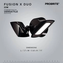 30-Watt Bronze Outdoor Integrated LED Twin Head Flood Light, 3000 Lumens by PROBRITE -KOHLER Sale Store bronze probrite flood lights fsxd30 pc 4k bz 66 1000