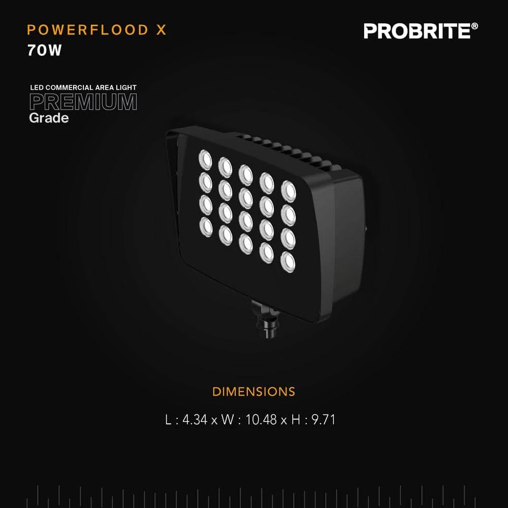 70-Watt Bronze Outdoor Integrated LED Commercial Flood Light, 8000 Lumens by PROBRITE 5 70-Watt Bronze Outdoor Integrated LED Commercial Flood Light, 8000 Lumens by PROBRITE - Image 5