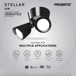 22-Watt Bronze Outdoor Integrated LED Twin Head 5 CCT Tunable Security Light, 2250 Lumens by PROBRITE -KOHLER Sale Store bronze probrite flood lights stlr22 pc 5cct bz 1d 1000