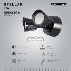 150-Watt Equivalent Bronze Outdoor Integrated LED Twin Head 5 CCT Tunable Security Light (4-Pack) by PROBRITE -KOHLER Sale Store bronze probrite flood lights stlr22 pc 5cct bz 4pk 40 1000