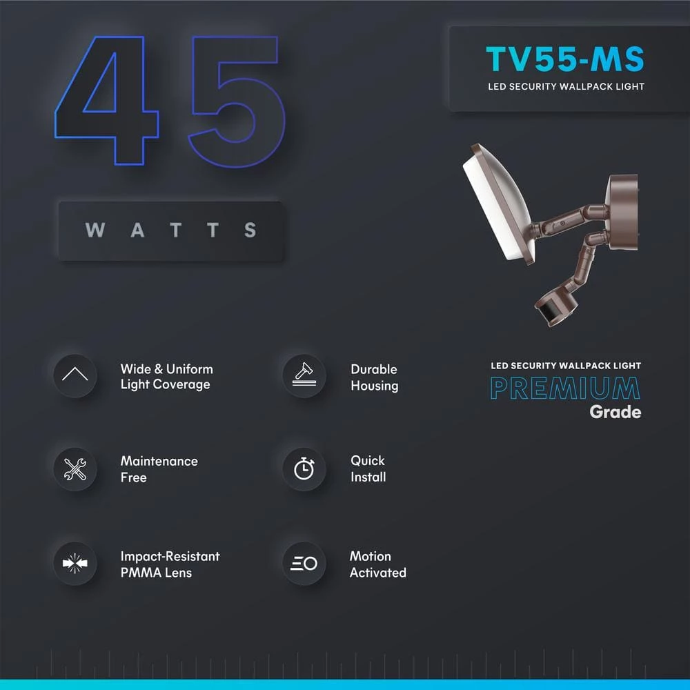 400-Watt Equivalent 60-Degree Bronze Motion Activated Outdoor Integrated LED Large Flood Light, 4000K by PROBRITE 3 400-Watt Equivalent 60-Degree Bronze Motion Activated Outdoor Integrated LED Large Flood Light, 4000K by PROBRITE - Image 3
