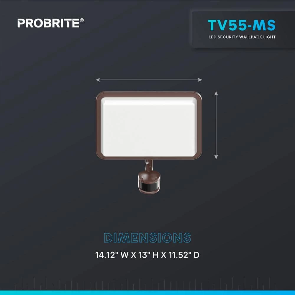 400-Watt Equivalent 60-Degree Bronze Motion Activated Outdoor Integrated LED Large Flood Light, 4000K by PROBRITE 6 400-Watt Equivalent 60-Degree Bronze Motion Activated Outdoor Integrated LED Large Flood Light, 4000K by PROBRITE - Image 6