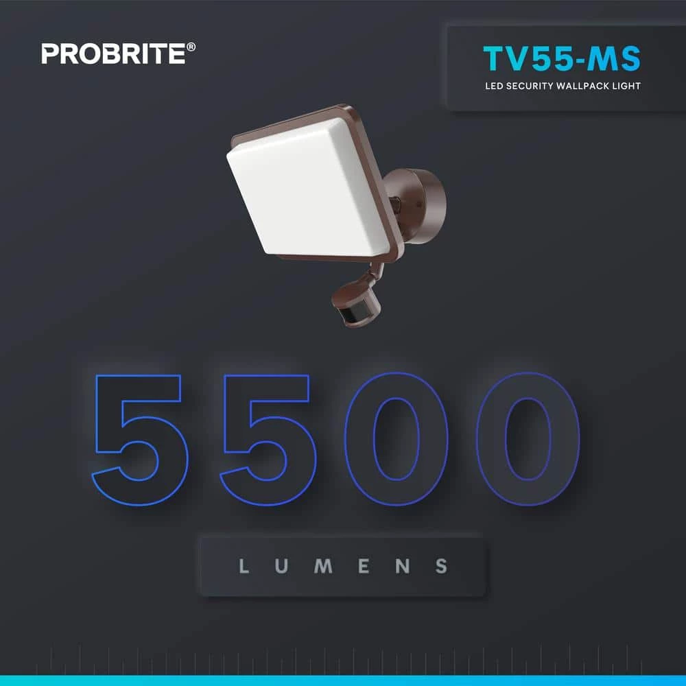 400-Watt Equivalent 60-Degree Bronze Motion Activated Outdoor Integrated LED Large Flood Light, 4000K by PROBRITE 2 400-Watt Equivalent 60-Degree Bronze Motion Activated Outdoor Integrated LED Large Flood Light, 4000K by PROBRITE - Image 2