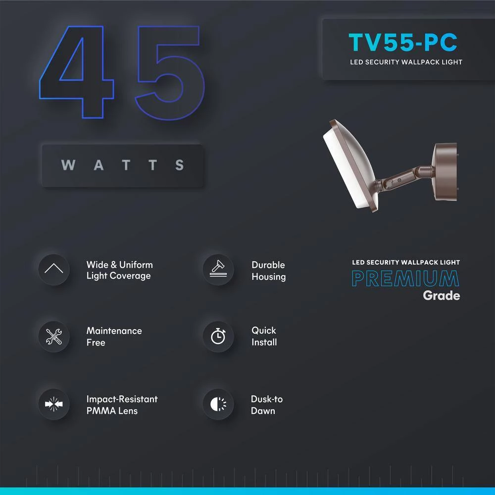 400-Watt Equivalent 60-Degree Bronze Dusk to Dawn Outdoor Integrated LED Large Flood Light, 4000K by PROBRITE 3 400-Watt Equivalent 60-Degree Bronze Dusk to Dawn Outdoor Integrated LED Large Flood Light, 4000K by PROBRITE - Image 3
