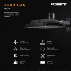 100-Watt Bronze Outdoor Integrated LED Commercial High Output Area Light, 13500 Lumens by PROBRITE -KOHLER Sale Store bronze probrite parking lot lights grd100 pc 4k bz 40 1000