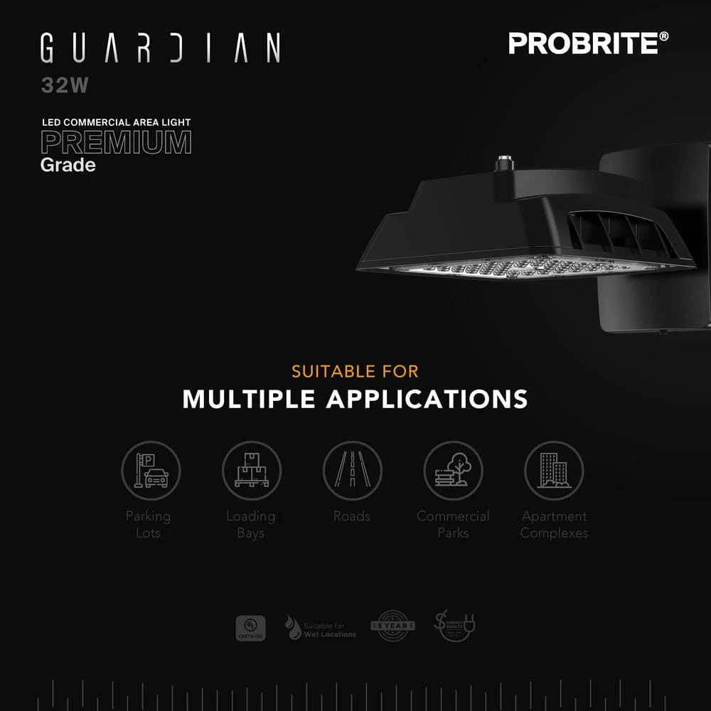 300-Watt Equivalent Bronze Outdoor Integrated LED Dusk to Dawn Flood Light with Wall Mount, 4000K (4-Pack) by PROBRITE 5 300-Watt Equivalent Bronze Outdoor Integrated LED Dusk to Dawn Flood Light with Wall Mount, 4000K (4-Pack) by PROBRITE - Image 5