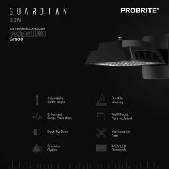 300-Watt Equivalent Bronze Outdoor Integrated LED Dusk to Dawn Flood Light with Wall Mount, 4000K (4-Pack) by PROBRITE 13 300-Watt Equivalent Bronze Outdoor Integrated LED Dusk to Dawn Flood Light with Wall Mount, 4000K (4-Pack) by PROBRITE -KOHLER Sale Store bronze probrite parking lot lights grd32 pc 4k bz 4pk 40 1000