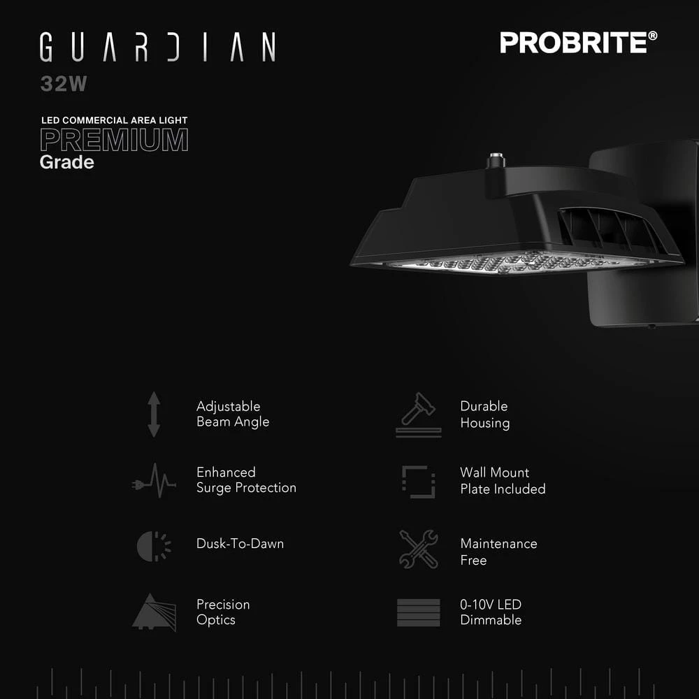 300-Watt Equivalent Bronze Outdoor Integrated LED Dusk to Dawn Flood Light with Wall Mount, 4000K (4-Pack) by PROBRITE 3 300-Watt Equivalent Bronze Outdoor Integrated LED Dusk to Dawn Flood Light with Wall Mount, 4000K (4-Pack) by PROBRITE - Image 3