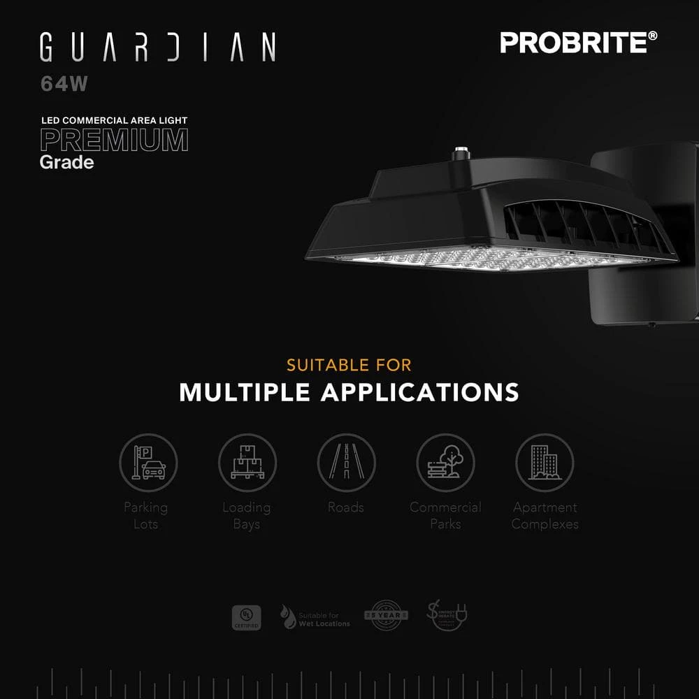 64-Watt Bronze Outdoor Integrated LED Commercial Wall Mount Area Light, 8640 Lumens by PROBRITE 4 64-Watt Bronze Outdoor Integrated LED Commercial Wall Mount Area Light, 8640 Lumens by PROBRITE - Image 4