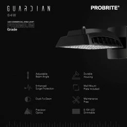 64-Watt Bronze Outdoor Integrated LED Commercial Wall Mount Area Light, 8640 Lumens by PROBRITE 12 64-Watt Bronze Outdoor Integrated LED Commercial Wall Mount Area Light, 8640 Lumens by PROBRITE -KOHLER Sale Store bronze probrite parking lot lights grd64 pc 4k bz 40 1000