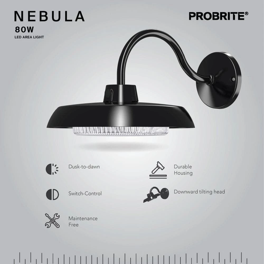 550-Watt Equivalent Outdoor Integrated LED Bronze Flood Light, 8000 Lumens, Barn Dusk to Dawn Light (2-Pack) by PROBRITE 3 550-Watt Equivalent Outdoor Integrated LED Bronze Flood Light, 8000 Lumens, Barn Dusk to Dawn Light (2-Pack) by PROBRITE - Image 3