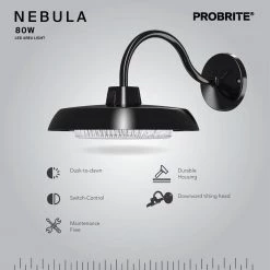 80-Watt Integrated LED Bronze Outdoor Barn Wall Sconce, 8000 Lumens, Barn Dusk to Dawn Light by PROBRITE 14 80-Watt Integrated LED Bronze Outdoor Barn Wall Sconce, 8000 Lumens, Barn Dusk to Dawn Light by PROBRITE -KOHLER Sale Store bronze probrite parking lot lights neb80 4k pc bz 40 1000