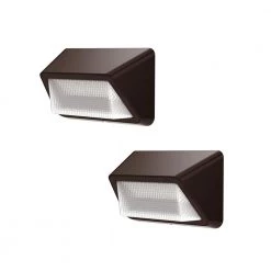 Powerwall 250 -Watt Equivalent Integrated LED Bronze Outdoor Wall Pack, 3500 Lumens, Commercial Refractor Light (2-Pack) by PROBRITE