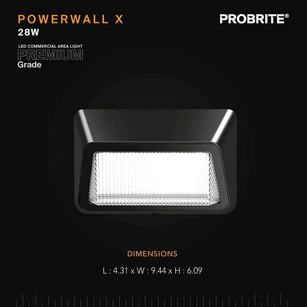 Powerwall 250-Watt Equivalent Integrated LED Bronze Outdoor Wall Pack, 3500 Lumens, Commercial Refractor Light (4-Pack) by PROBRITE 5 Powerwall 250-Watt Equivalent Integrated LED Bronze Outdoor Wall Pack, 3500 Lumens, Commercial Refractor Light (4-Pack) by PROBRITE - Image 5
