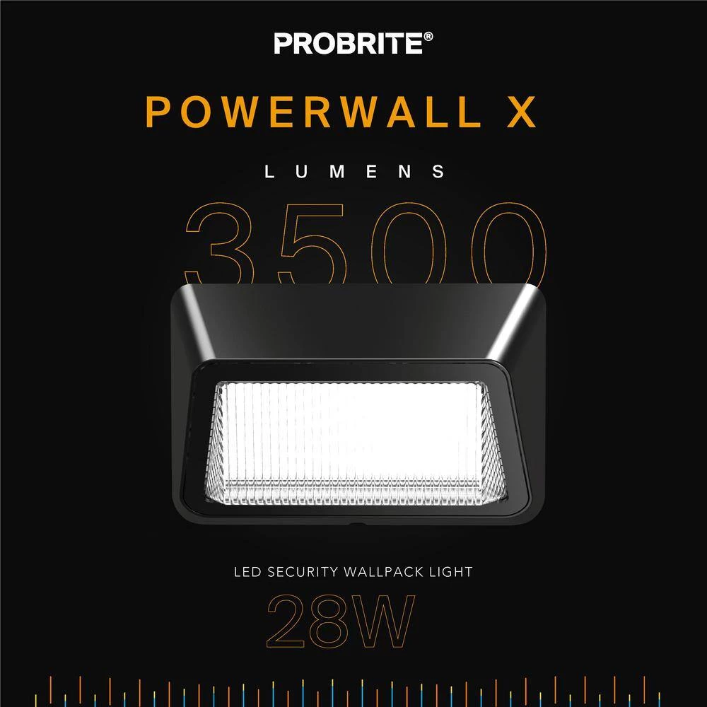 Powerwall 250-Watt Equivalent Integrated LED Bronze Outdoor Wall Pack, 3500 Lumens, Commercial Refractor Light (4-Pack) by PROBRITE 2 Powerwall 250-Watt Equivalent Integrated LED Bronze Outdoor Wall Pack, 3500 Lumens, Commercial Refractor Light (4-Pack) by PROBRITE - Image 2