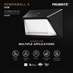 Powerwall 450-Watt Equivalent Integrated LED Bronze Outdoor Wall Pack, 6500 Lumens, Commercial Refractor Light (2-Pack) by PROBRITE 13 Powerwall 450-Watt Equivalent Integrated LED Bronze Outdoor Wall Pack, 6500 Lumens, Commercial Refractor Light (2-Pack) by PROBRITE -KOHLER Sale Store bronze probrite wall pack lights prwx50 h pc 4k bz 2pk 1d 1000