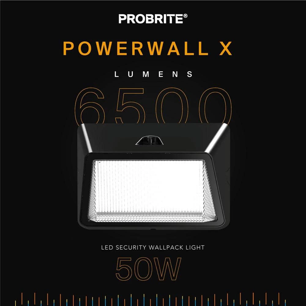 Powerwall 450-Watt Equivalent Integrated LED Bronze Outdoor Wall Pack, 6500 Lumens, Commercial Refractor Light (2-Pack) by PROBRITE 2 Powerwall 450-Watt Equivalent Integrated LED Bronze Outdoor Wall Pack, 6500 Lumens, Commercial Refractor Light (2-Pack) by PROBRITE - Image 2