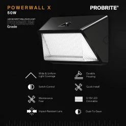 50-Watt Integrated LED Bronze Outdoor Commercial Refractor Wall Pack Light, 6500 Lumens by PROBRITE -KOHLER Sale Store bronze probrite wall pack lights prwx50 h pc 4k bz 40 1000