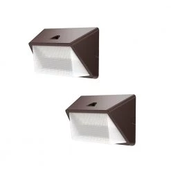 Powerwall 650-Watt Equivalent Integrated LED Bronze Outdoor Wall Pack, 6500 Lumens, Commercial Refractor Light (2-Pack) by PROBRITE