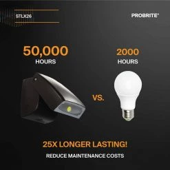 250-Watt Equivalent Integrated Outdoor LED Wall Pack, 3600 Lumens, Dusk to Dawn Outdoor Security Light by PROBRITE -KOHLER Sale Store bronze probrite wall pack lights stlx26 pc 4k bz a0 1000
