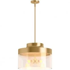 Purist 4-Light Brushed Moderne Brass Standard Pendant Light by KOHLER
