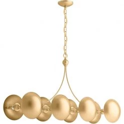 Vorleigh 8-Light Brushed Moderne Brass Linear Chandelier by KOHLER