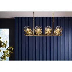 Arendela 8-Light Brushed Moderne Brass Chandelier with Glass Shades by KOHLER -KOHLER Sale Store brushed modern brass kohler chandeliers k 29382 ch08b 2gl 4f 1000