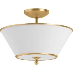 Parohn 16 in. 2-Light Brushed Moderne Brass Flush Mount Light by KOHLER