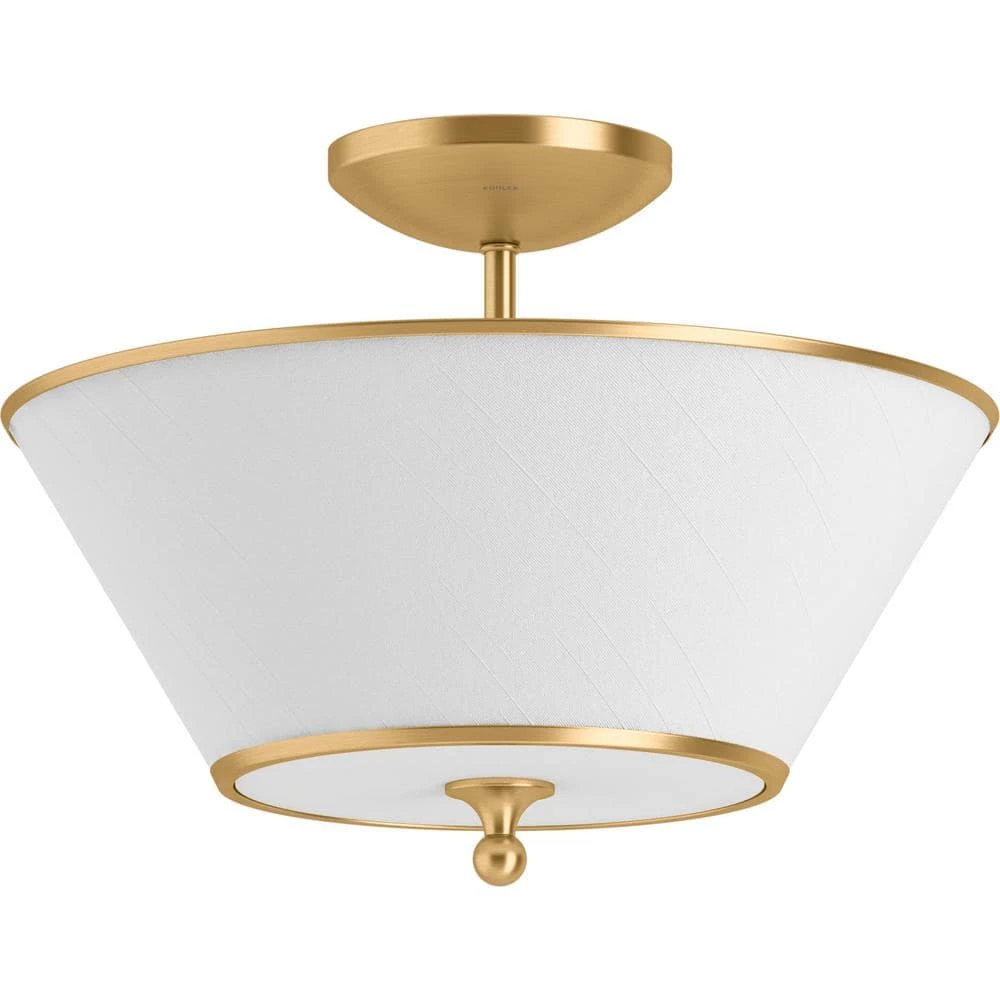 Parohn 16 in. 2-Light Brushed Moderne Brass Flush Mount Light by KOHLER 1 Parohn 16 in. 2-Light Brushed Moderne Brass Flush Mount Light by KOHLER