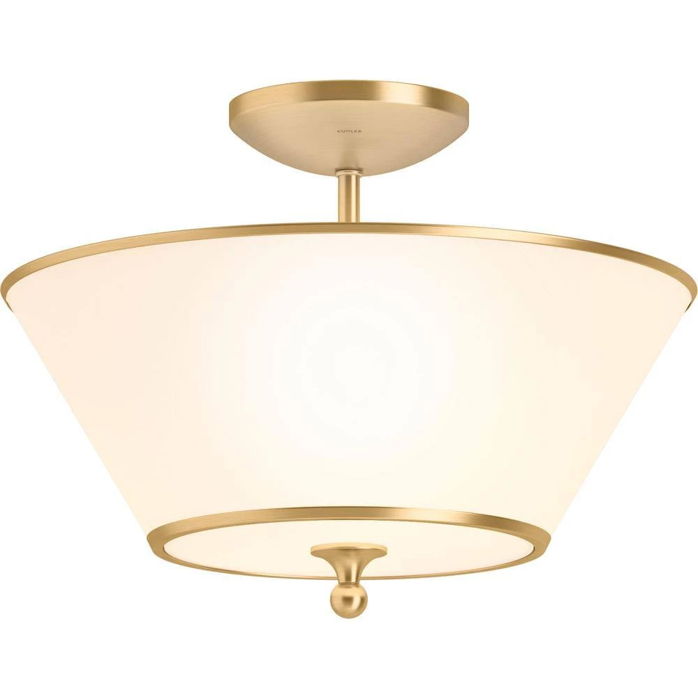 Parohn 16 in. 2-Light Brushed Moderne Brass Flush Mount Light by KOHLER 2 Parohn 16 in. 2-Light Brushed Moderne Brass Flush Mount Light by KOHLER - Image 2