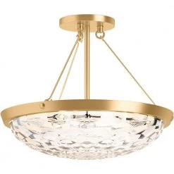 Arendela 16 in. 3-Light Brushed Moderne Brass Semi-Flush Mount by KOHLER