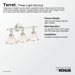 Terret 3-Light Brushed Moderne Brass Wall Sconce by KOHLER 7 Terret 3-Light Brushed Moderne Brass Wall Sconce by KOHLER -KOHLER Sale Store brushed modern brass kohler vanity lighting k 27743 sc03 2gl 4f 1000