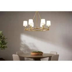 Terret 6-Light Brushed Moderne Brass Chandelier by KOHLER -KOHLER Sale Store brushed moderne brass kohler chandeliers 27749 ch06 2gl 1f 1000