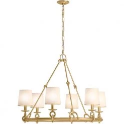 Terret 6-Light Brushed Moderne Brass Chandelier by KOHLER
