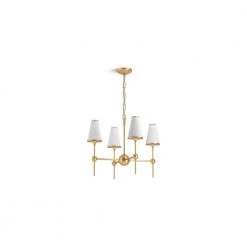 Parohn 4-Light Brushed Moderne Brass Chandelier with Fabric Shades by KOHLER